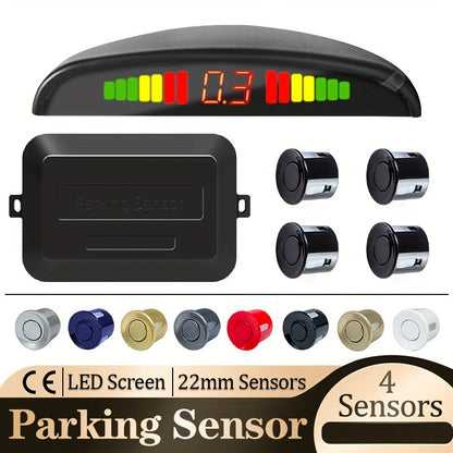 Hippcron Parking Sensor Kit: 4 probes, LED indicator, easy install, ultrasound detection, includes drill saw & 8 colors - Improve driving safety.