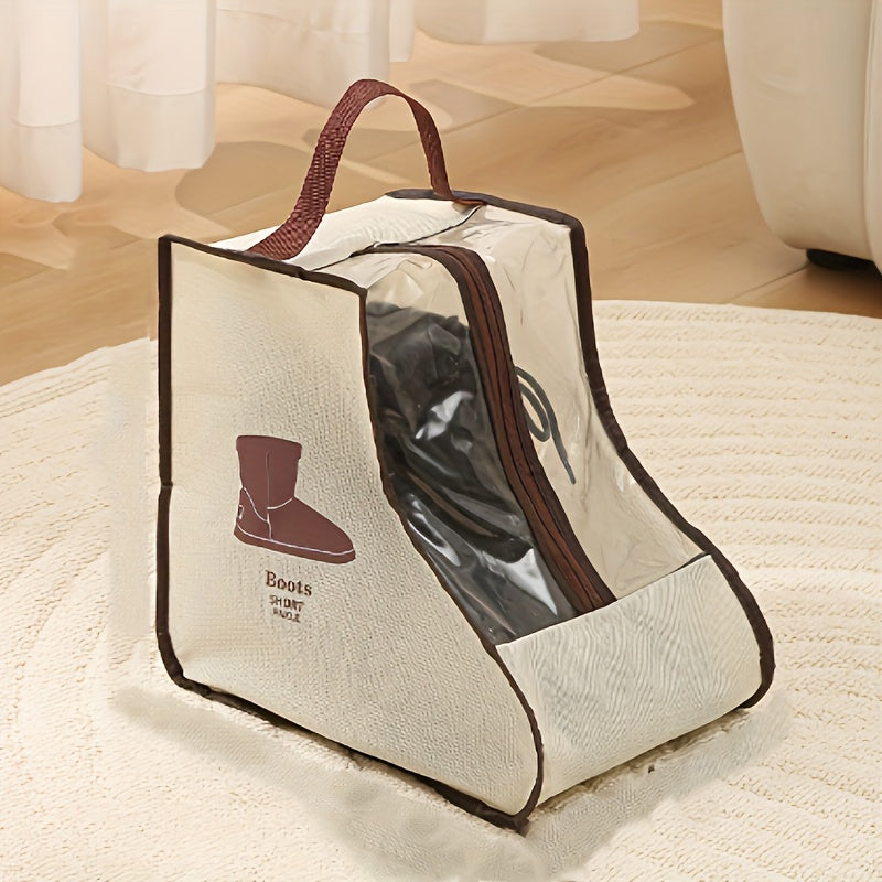 Convenient Boot Storage Bag with Handle - Clear, Dustproof & Water-Resistant Shoe Cover for Tall and Short Boots - Easy-to-Carry Lightweight Design