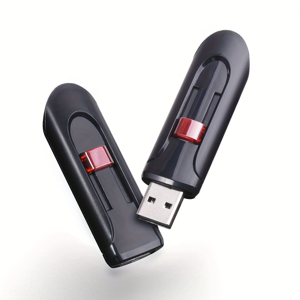 Retractable black USB Flash Drive available in 16GB, 32GB, and 64GB sizes, perfect as a creative business gift.