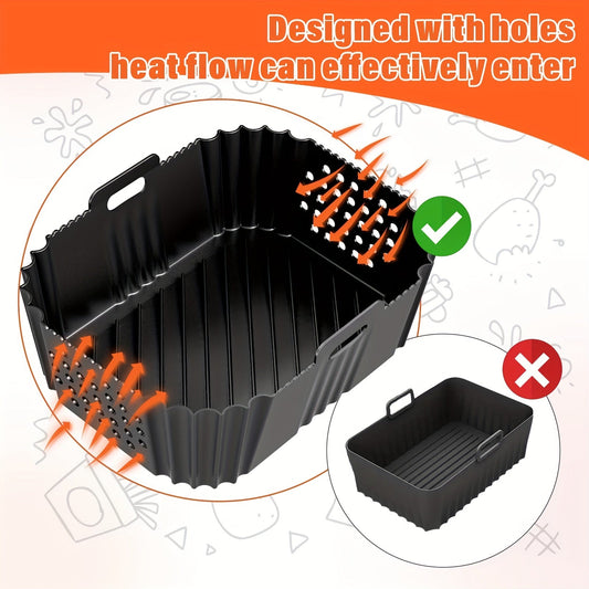 Set of 2 Reusable Silicone Air Fryer Liners designed for Ninja & Tower Models - Food Safe, Non-Stick Basket Accessories