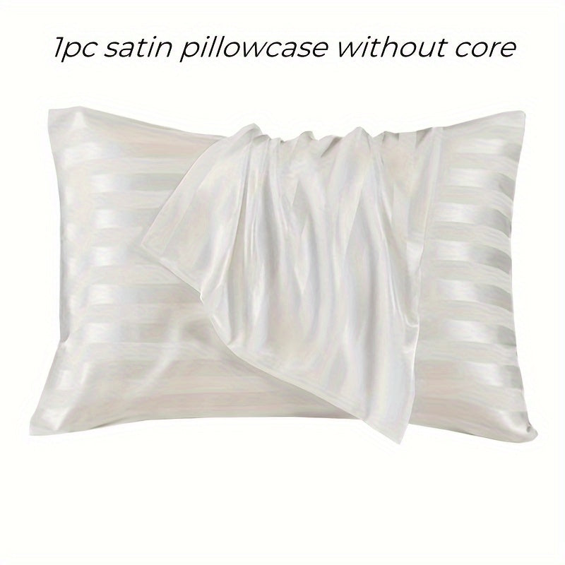 Gentle and Luxurious Striped Satin Pillowcase with Envelope Closure - Easy to Clean, Ideal for Bedroom and Guest Room Décor.