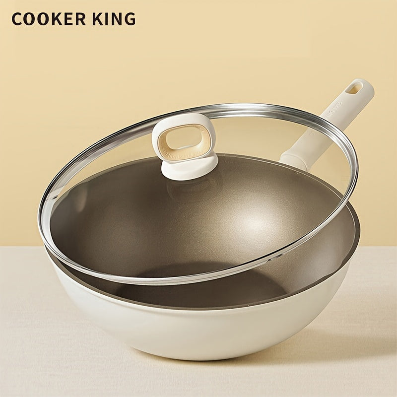 Titanium-Coated Non-Stick Wok with Lid from COOKER KING - PFOA Free, Induction Ready, All Cooktops Compatible