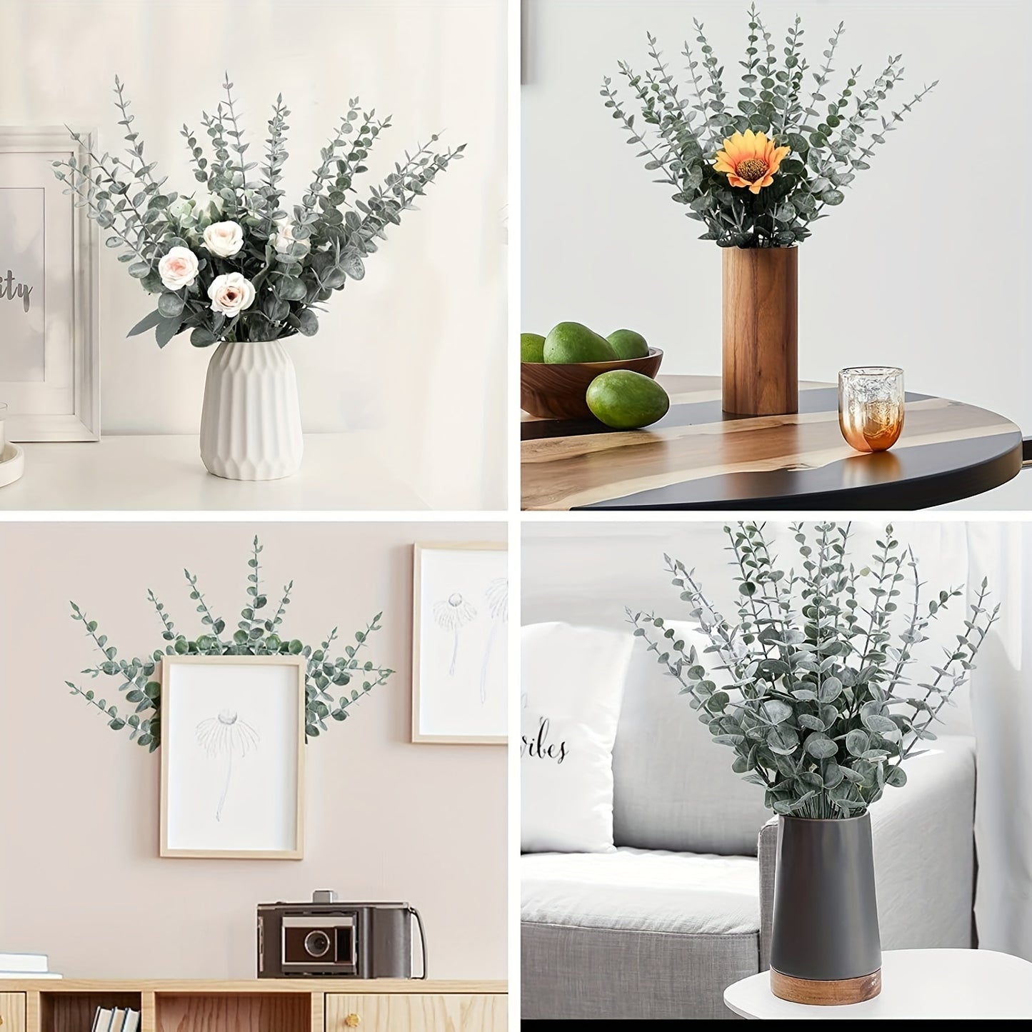 10 realistic eucalyptus leaf stems for beautiful spring decor.