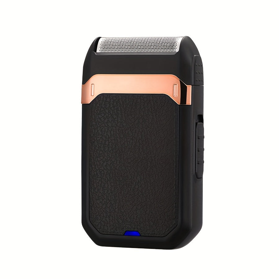 GERTZY Men’s USB Rechargeable Electric Foil Shaver with Stainless Steel Blade, 30-45 Minute Runtime, Black & Rose Golden Design - Ideal for Home or Salon Use, Mini Portable Shaver - Perfect