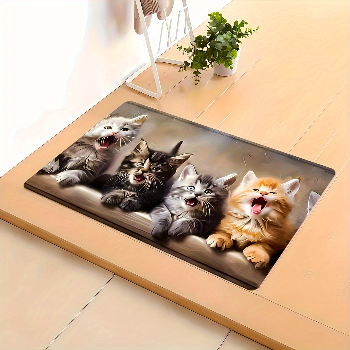 Soft and non-slip cat pattern runner rug, perfect for any room in your home. Made from machine washable, low pile polyester blend for easy cleaning. This comfortable floor mat is ideal for adding a touch of style to your kitchen, living room, bedroom