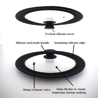 Tempered Glass Lid with Silicone Edge, Heat Resistant from 230°F-450°F, Transparent and Shatter-Resistant, Strong Sealed Handle, Compatible with Different Pot Sizes - Pot Not Included