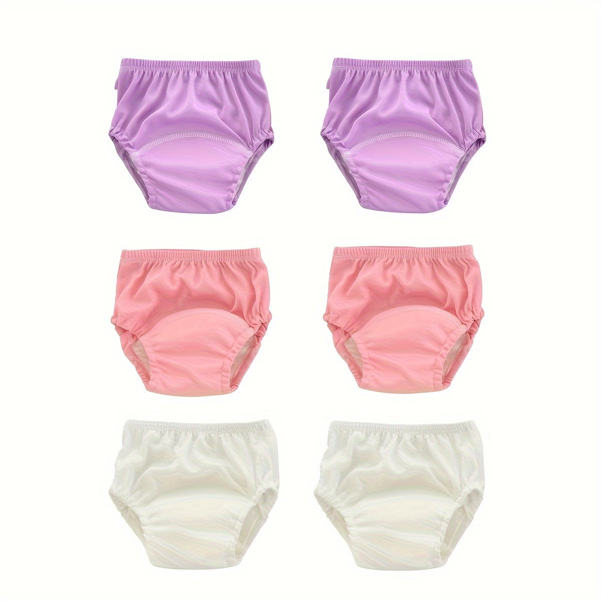 Six plain colored training pants, washable learning pants, breathable training diapers.