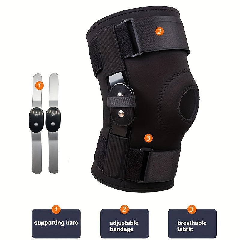 1 pc Knee Brace with Steel Plate Support and Double Straps for Rehabilitation and Joint Protection. Order one size up.