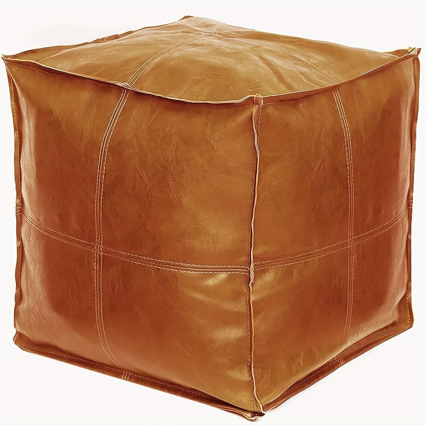 Moroccan Style Waterproof & Scratch-Resistant Faux PU Leather Pouf Ottoman Cover, 44.96cm, Unstuffed, Perfect for Living Room, Balcony, Office, Outdoor, Great Christmas Decor Gift