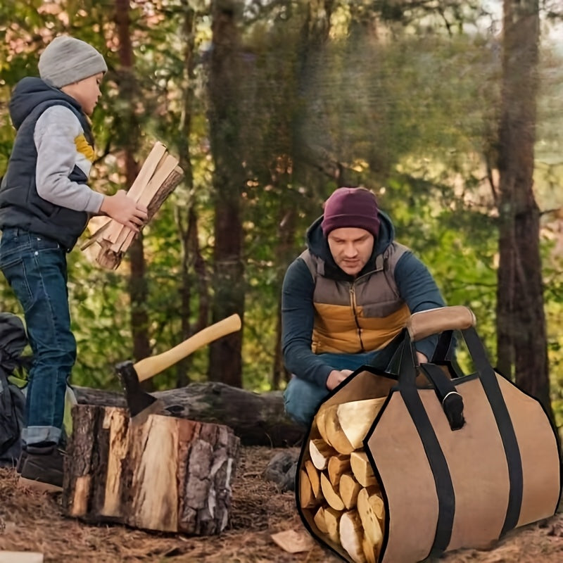 Durable Oxford Cloth Firewood Carrier Bag with PVC - Perfect for Outdoor Activities like Camping, Hiking, and BBQs, Enhances Cozy Home Decor!