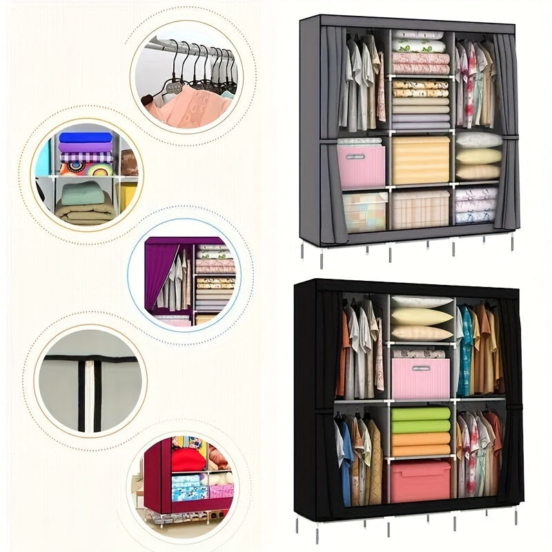 Easily Assembleable Portable Wardrobe Organizer Made of Durable Non-Woven Fabric, Comes in Various Colors, Extra Strong and Sturdy.