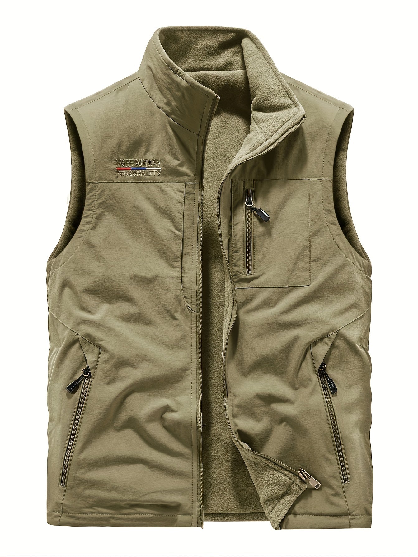 Men's reversible sleeveless vest with embroidered letters - versatile for travel, work, and outdoor activities.