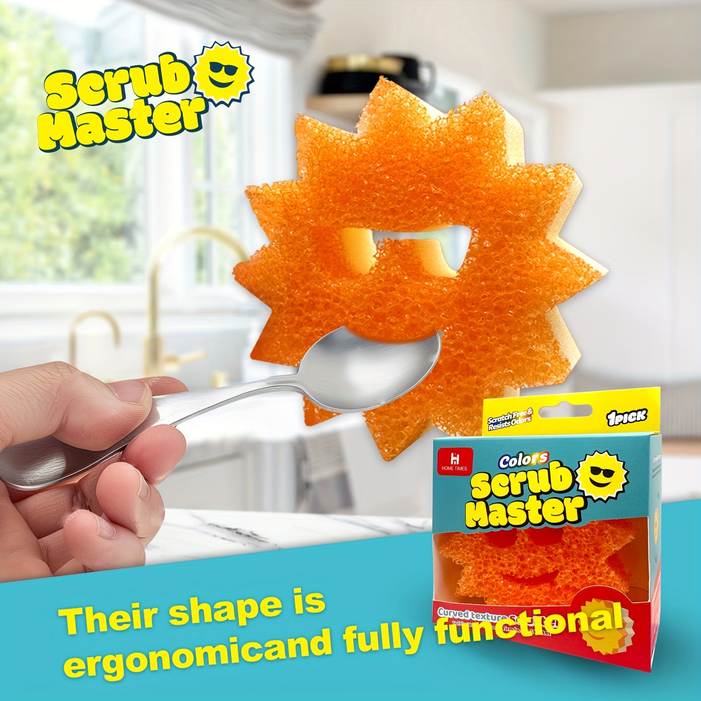 Get the ultimate cleaning tool with the 1 Pack Home Times Scrub Master Color Sponge. This BPA-free multipurpose dish sponge is scratch-free and made from polymer foam, making it stain and odor resistant. Perfect for cleaning in the kitchen, office desk