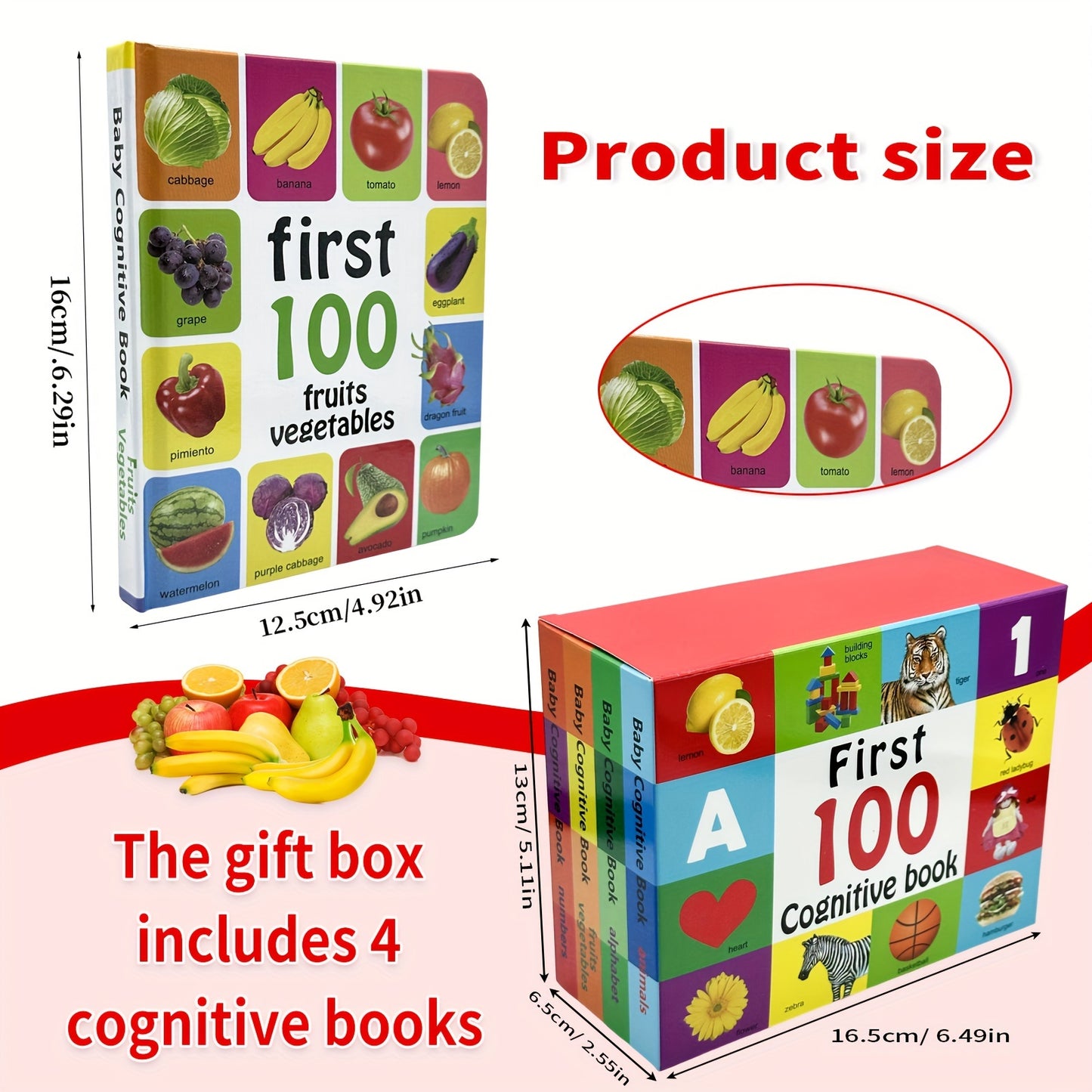 TEENYBABY's First 100 Cognitive Books for Babies is a 4-book set in English for children aged 4 and above. It is a great educational gift for kids and is published by Sunshine Children's