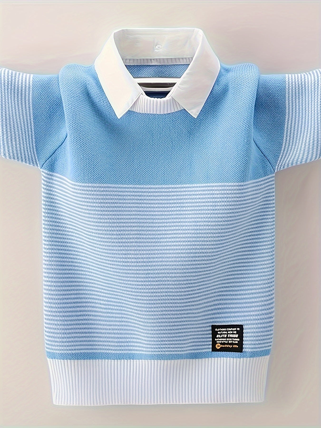 Boy's Long Sleeve Knit Pullover: Perfect for Outdoor Casual Activities in Spring and Autumn