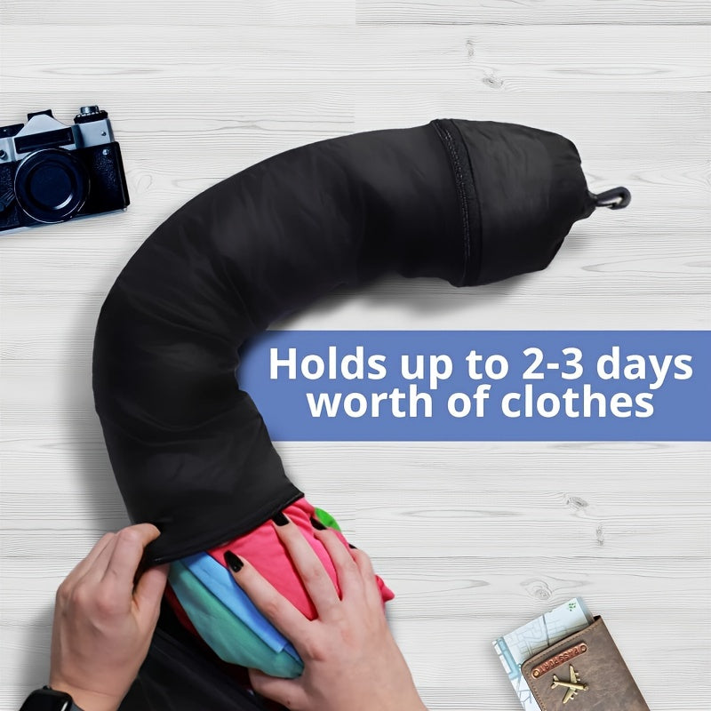 Multi-functional travel pillow featuring built-in clothes storage - Provides cozy and convenient U-shaped neck support for use on airplanes and outdoors, made with waterproof polyester cover that is machine washable