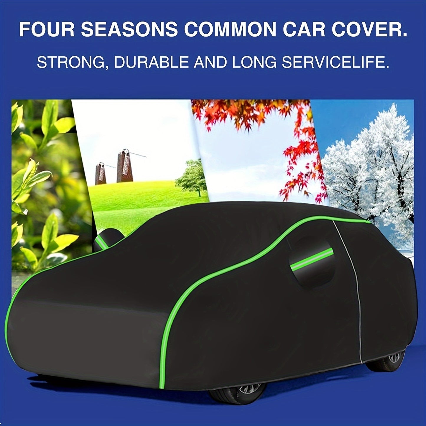 Outdoor car cover for SUV made of thickened 190T polyester fabric for full protection from sun, dust, rain, snow, scratches, and UV rays.