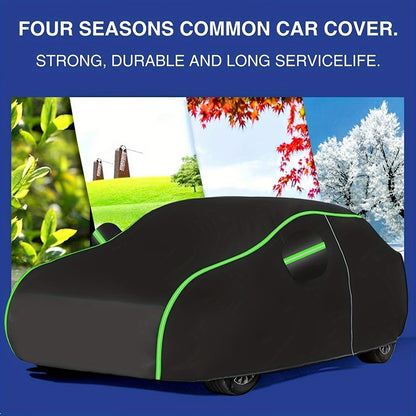 Outdoor car cover for SUV made of thickened 190T polyester fabric for full protection from sun, dust, rain, snow, scratches, and UV rays.