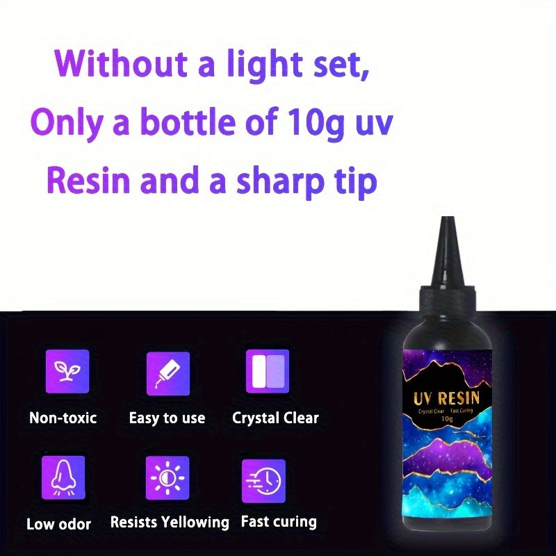 Upgrade your art and jewelry-making projects with this UV Resin Kit, available in 10g, 25g, 60g, and 100g sizes. The crystal clear hard UV curing premixed epoxy resin is perfect for beginners and comes with a lamp for easy curing. Get started on your