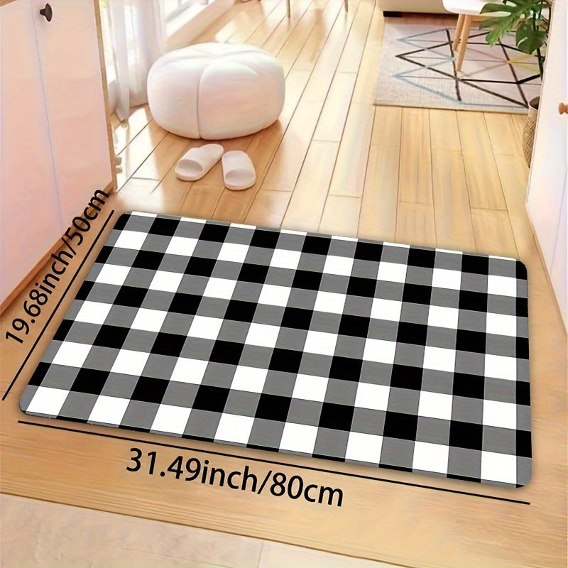 Stylish Black and White Buffalo Plaid Rug - 8mm Thickness, Easy to Clean in the Washing Machine, Ideal for Enhancing the Decor of Living Room, Dining Room, Bedroom, and Bathroom