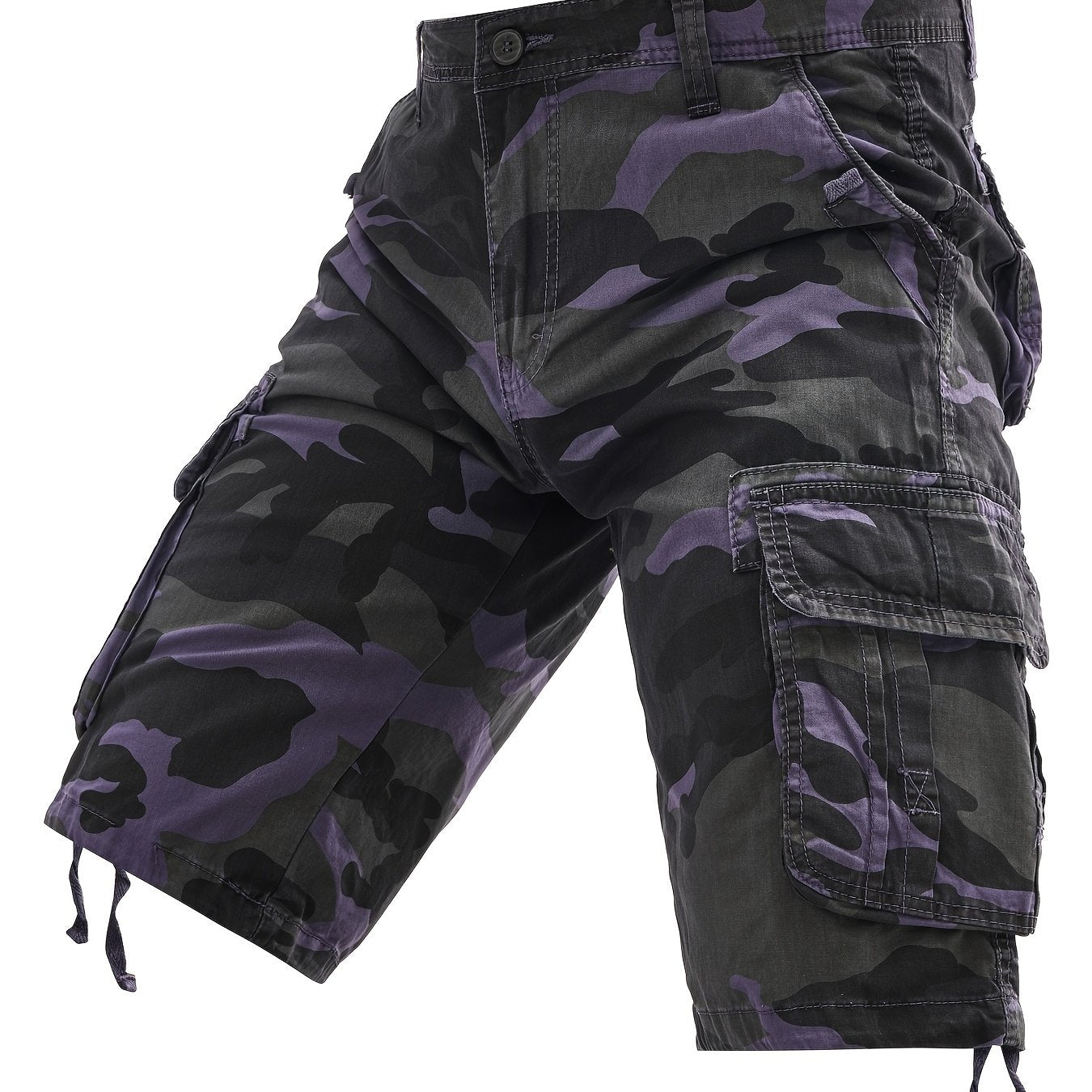 Men's Plus Size Cotton Camo Cargo Shorts with Street Style, Multi-Pocket Design, and Non-Stretch Fabric