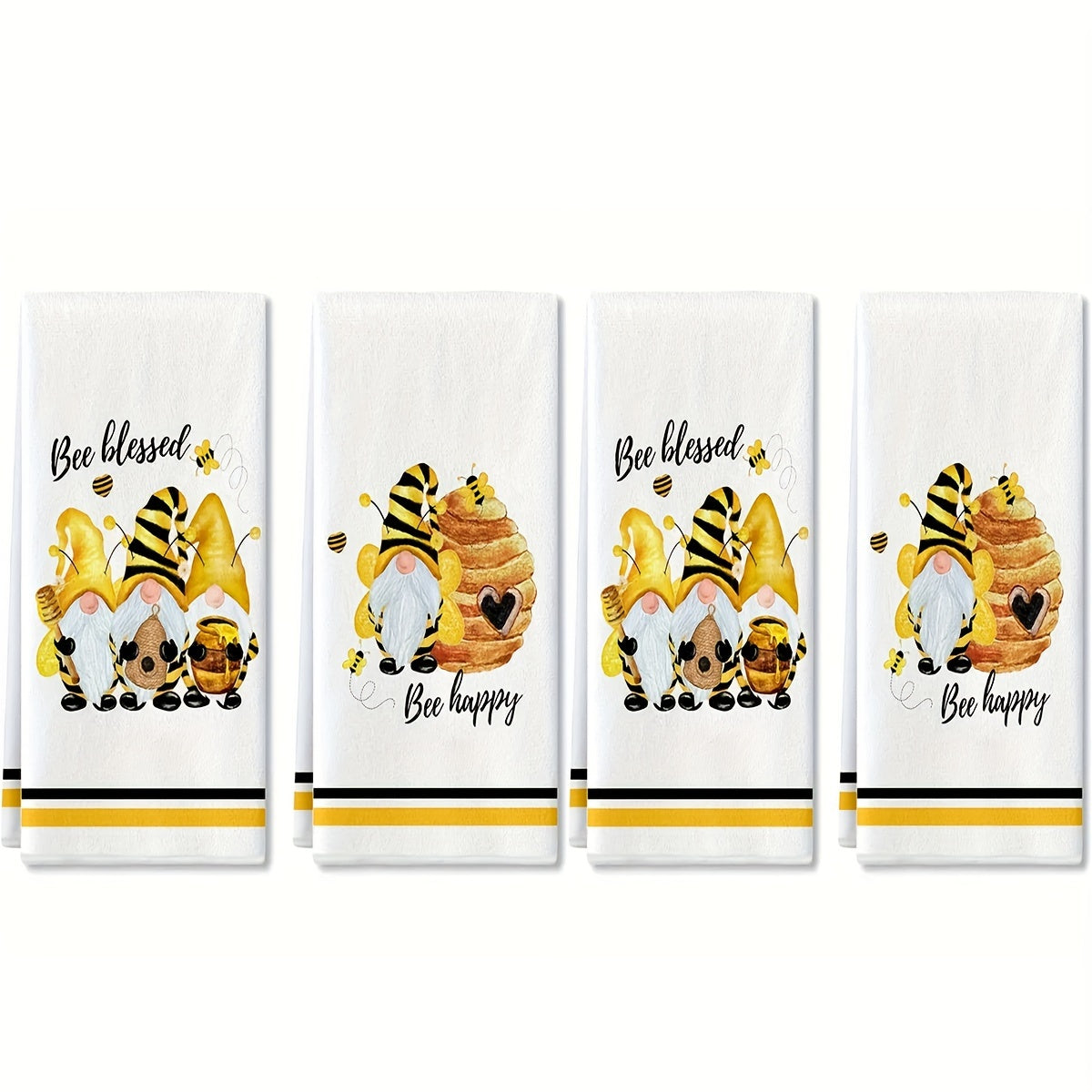 Bee Blessed Gnome Towel Set: Modern, Soft, Quick-Drying Kitchen Towels with High Absorbency