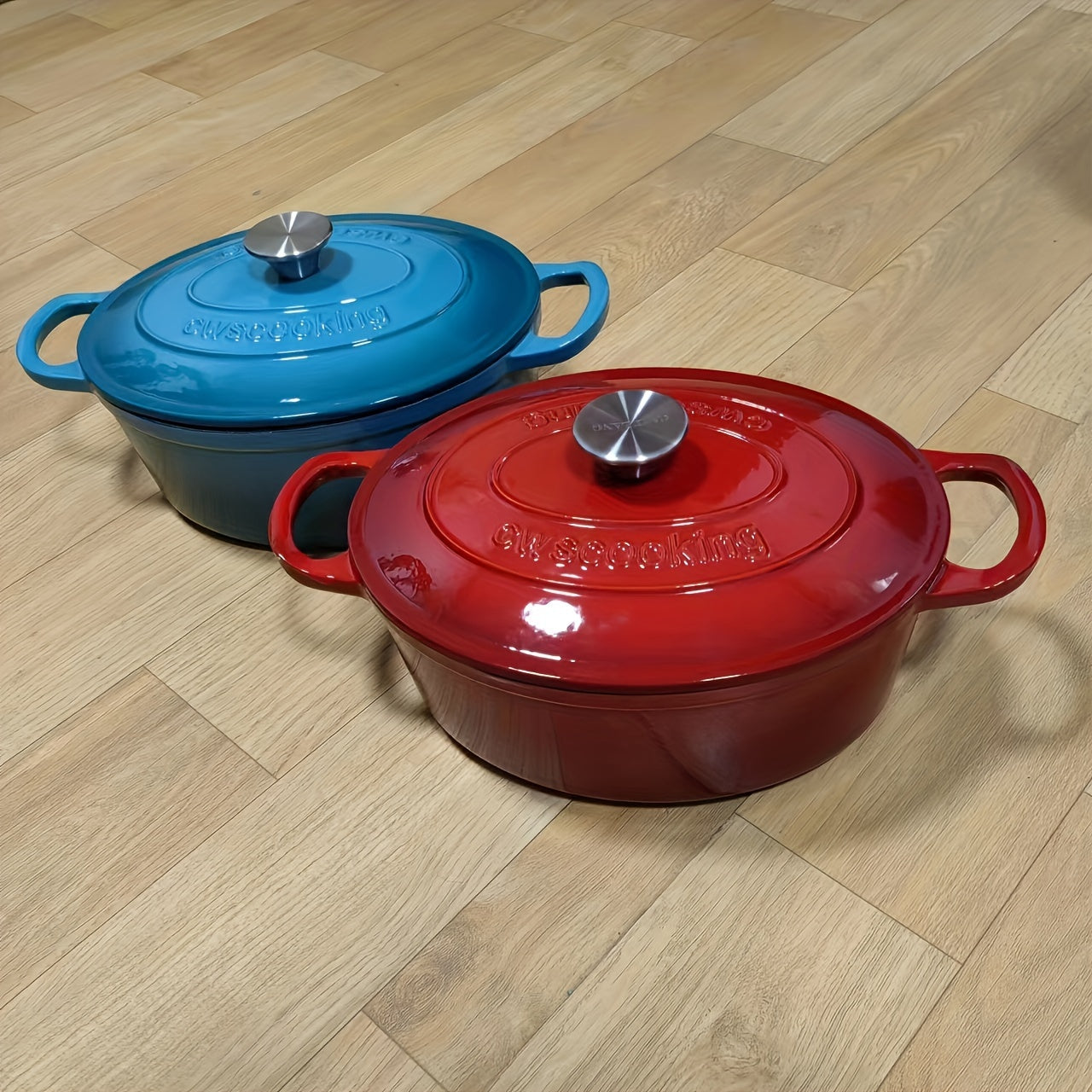 Durable Enamel Oval Dutch Oven - Versatile Pot for Stock, Stew, and Cooking - Works on Induction, Gas, and Electric Cooktops