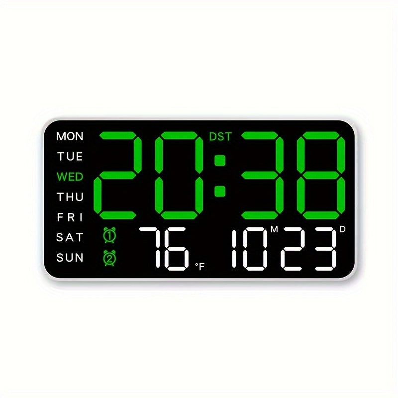 Voice-Activated Wall Clock with Temperature, Date, Time, Alarms, and Snooze - Sleek Design, Battery-Powered - Ideal for Bedroom.