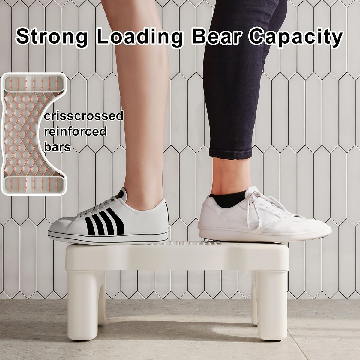 Toilet folding foot stool, anti-slip, portable and easy to clean.