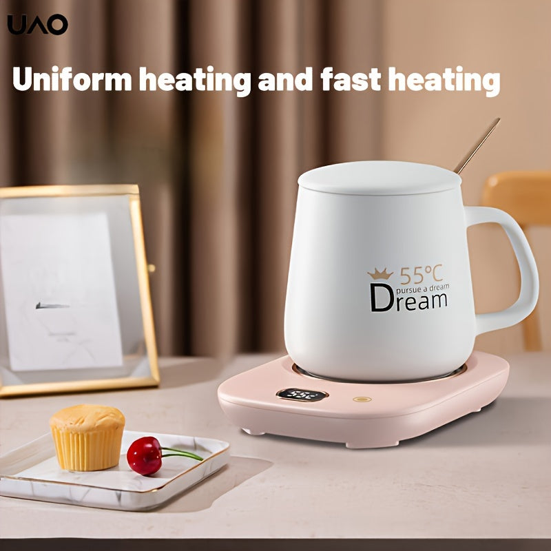 UAO Portable Electric Coffee Bean Grinder with USB Power, featuring a 55°C Ceramic Cup Warmer - Ideal for Home & Office, by UAO