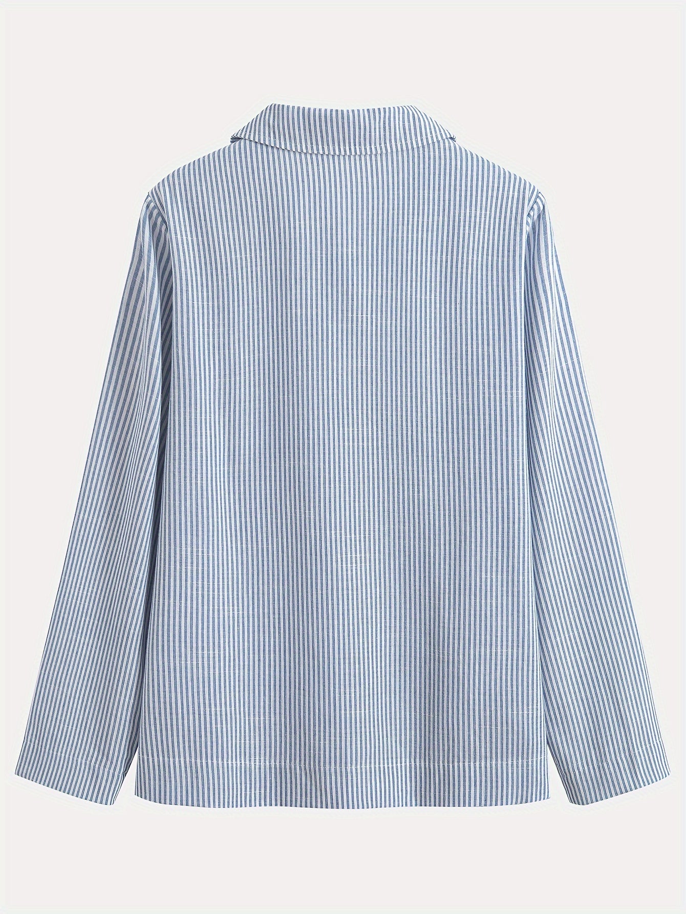 Casual striped cotton shirt for women with lapel collar, loose fit, and button front. Perfect for all seasons.