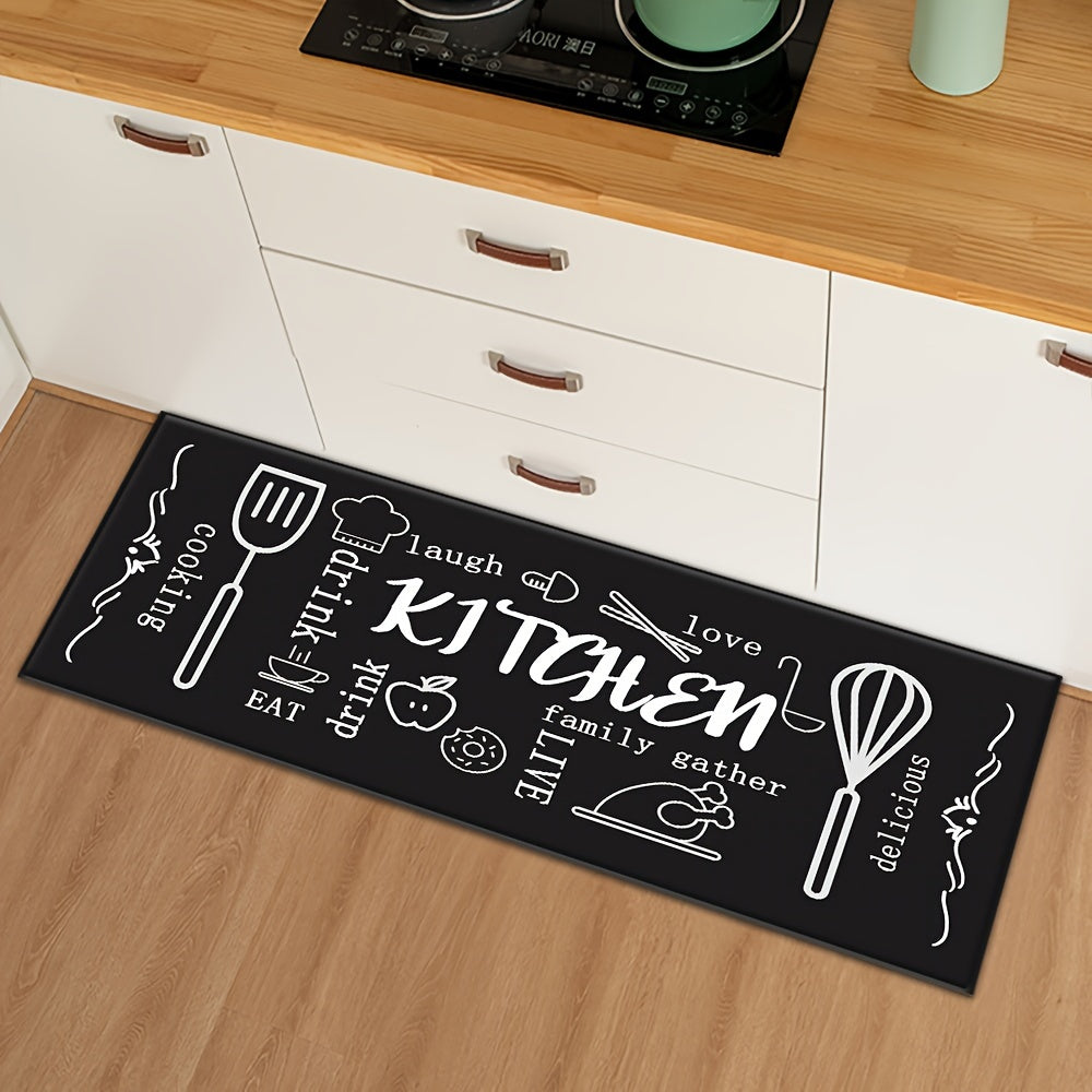 Absorbent Long Strip Kitchen Mat for Black Bottom, Anti-slip Floor Mat for Home Bathroom Toilet, Bedroom, Sofa