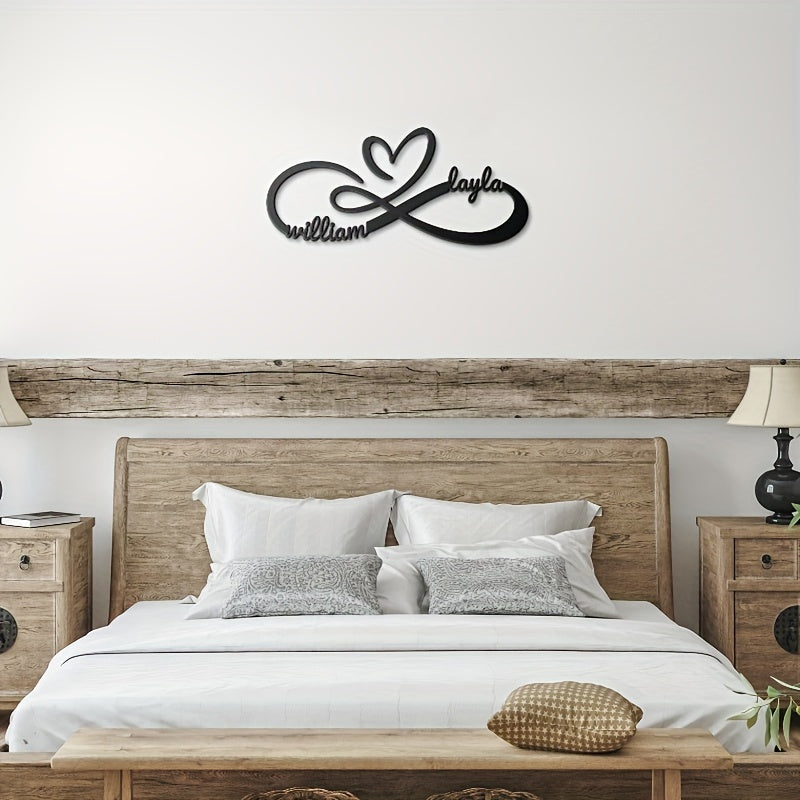 Personalized Metal Couple Name Sign with Infinity Love Heart Design - Customizable Wall Art for Newlyweds, Unique Wedding Gift, Anniversary Present, and Valentine's Day Gift - Perfect for Home Decor