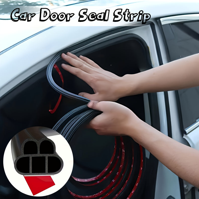 1pc Universal Double-Layer Rubber Car Door Seal Strip for noise reduction, weatherproofing, soundproofing, and shock absorption. Features a 5-hole design for easy installation on the left