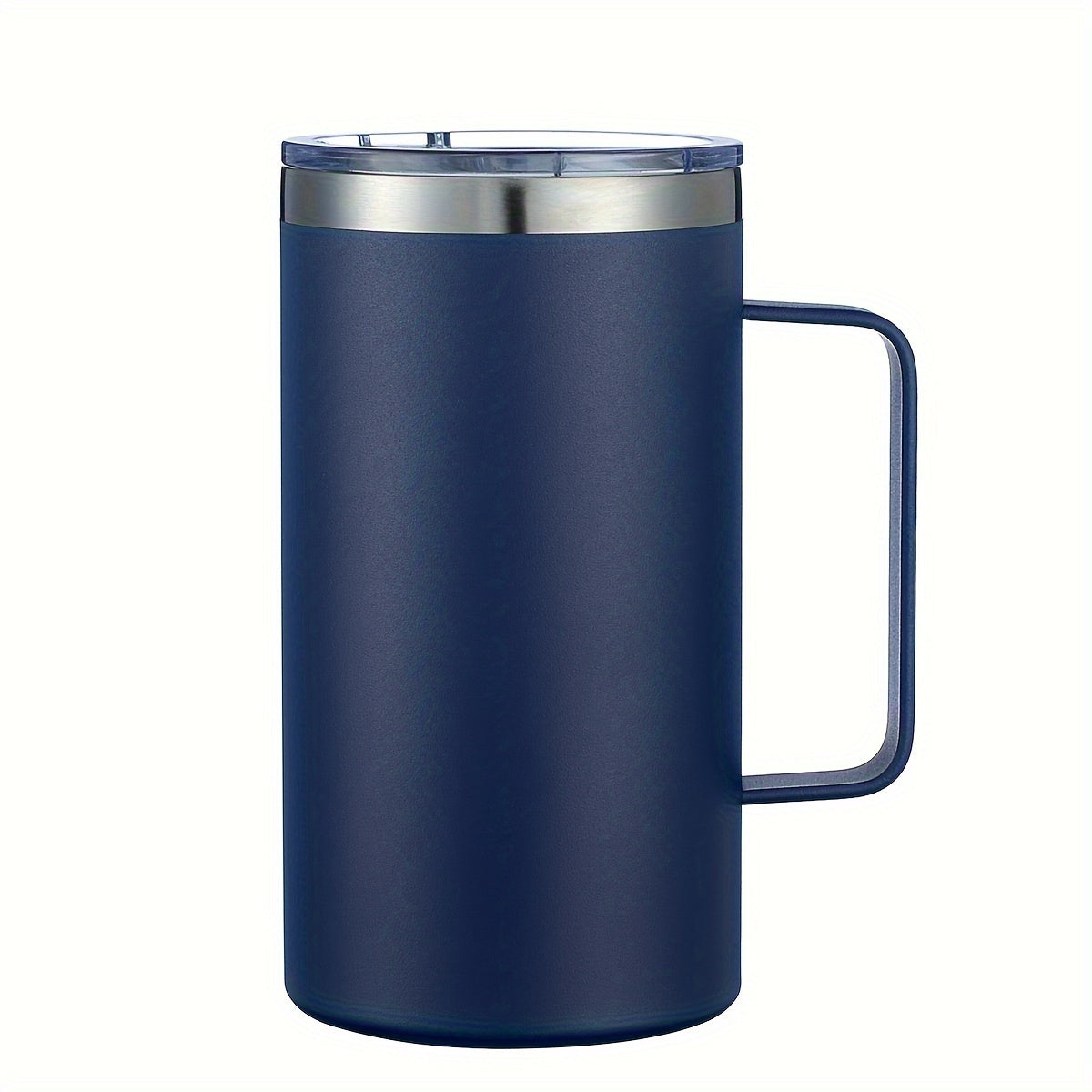 Stainless steel coffee mug, 24oz, vacuum insulated with lid and handle, ideal for all seasons, makes a great gift.