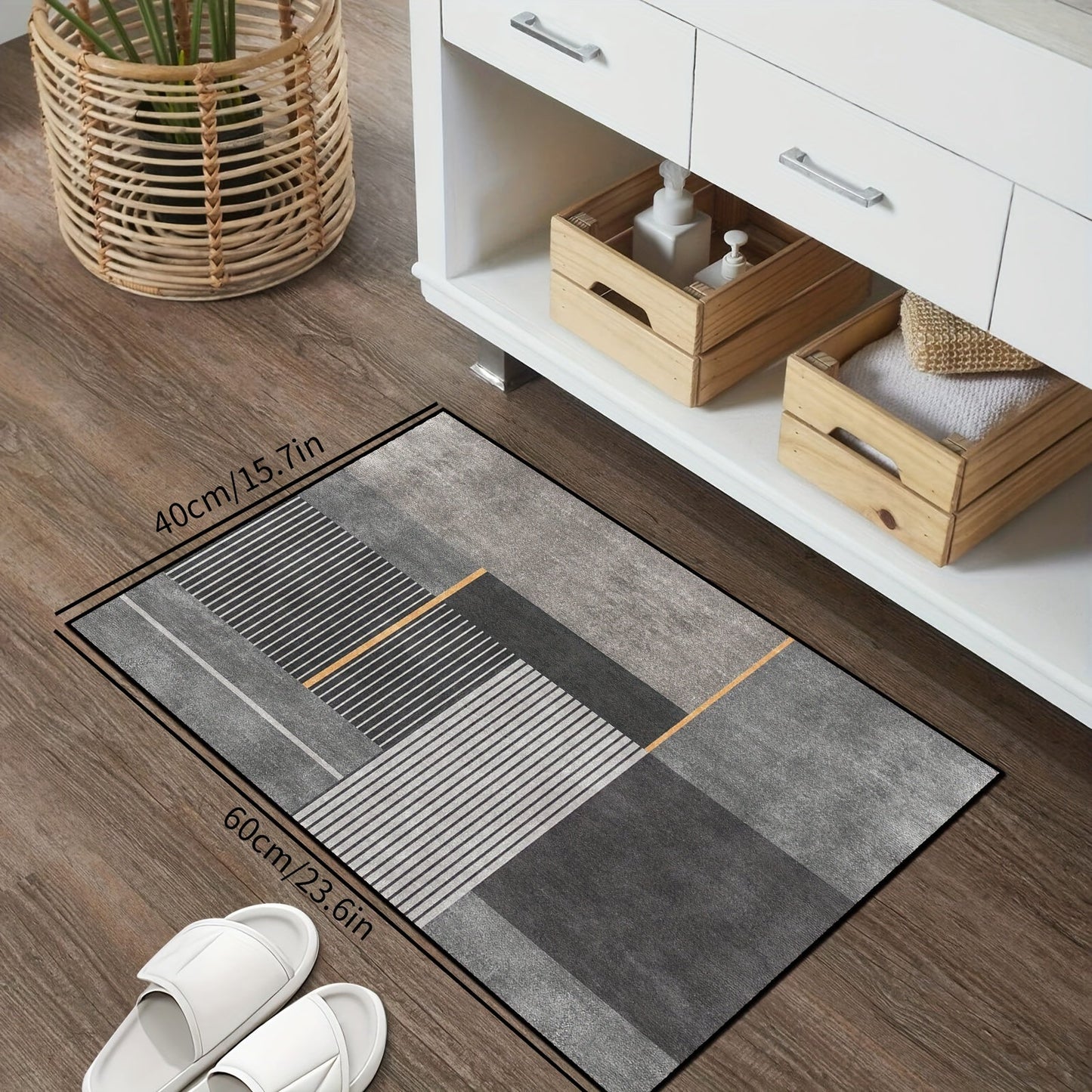 One piece of modern absorbent floor mat that is anti-fatigue and oil-proof, suitable for use in the kitchen. This non-slip kitchen rug is waterproof and can be used as a runner rug or standing desk mat. Perfect for use in the house, sink, office, or