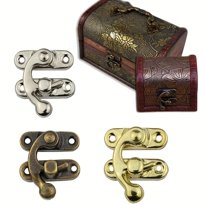 10pcs Antique Bronze Iron Padlock Hasp Hook Locks, 27x32mm with screws included. Ideal for mini jewelry boxes and furniture hardware. Also suitable for decorative or brass finish locks.