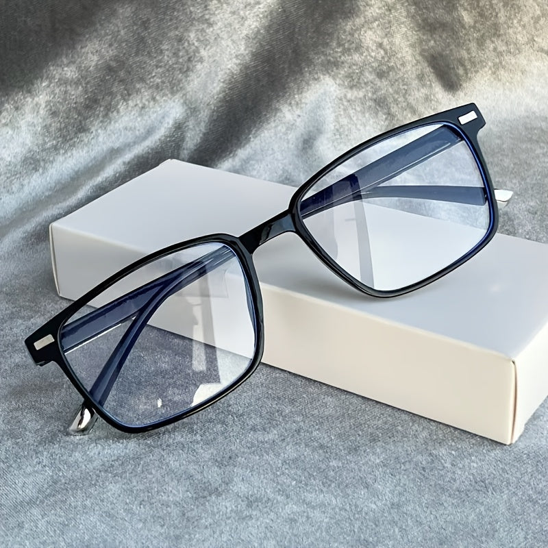 Blue light blocking glasses reduce eye fatigue from screens for both men and women in a Y2K style.