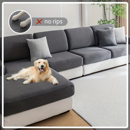 Waterproof stretch sofa cover, modern non-slip couch protector, pet-friendly elastic slipcover for living room, fits all seat and L-shaped sofas.