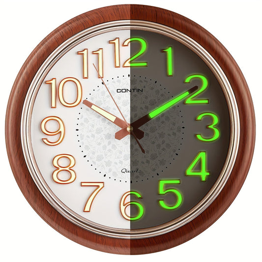 Vintage Wall Clock, 30.48cm Glow In The Dark Silent Wall Clock Battery Operated for Living Room or Kitchen Decor - Modern, Non-Ticking, Easy To Read - Perfect Christmas or Halloween Gift.