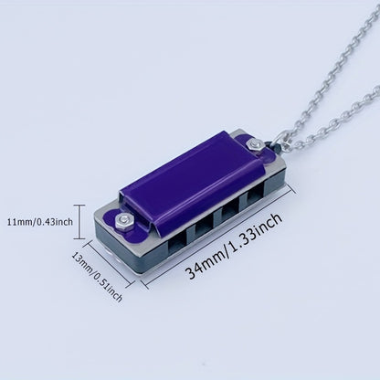 Necklace harmonica with four holes and eight tones for playing songs.