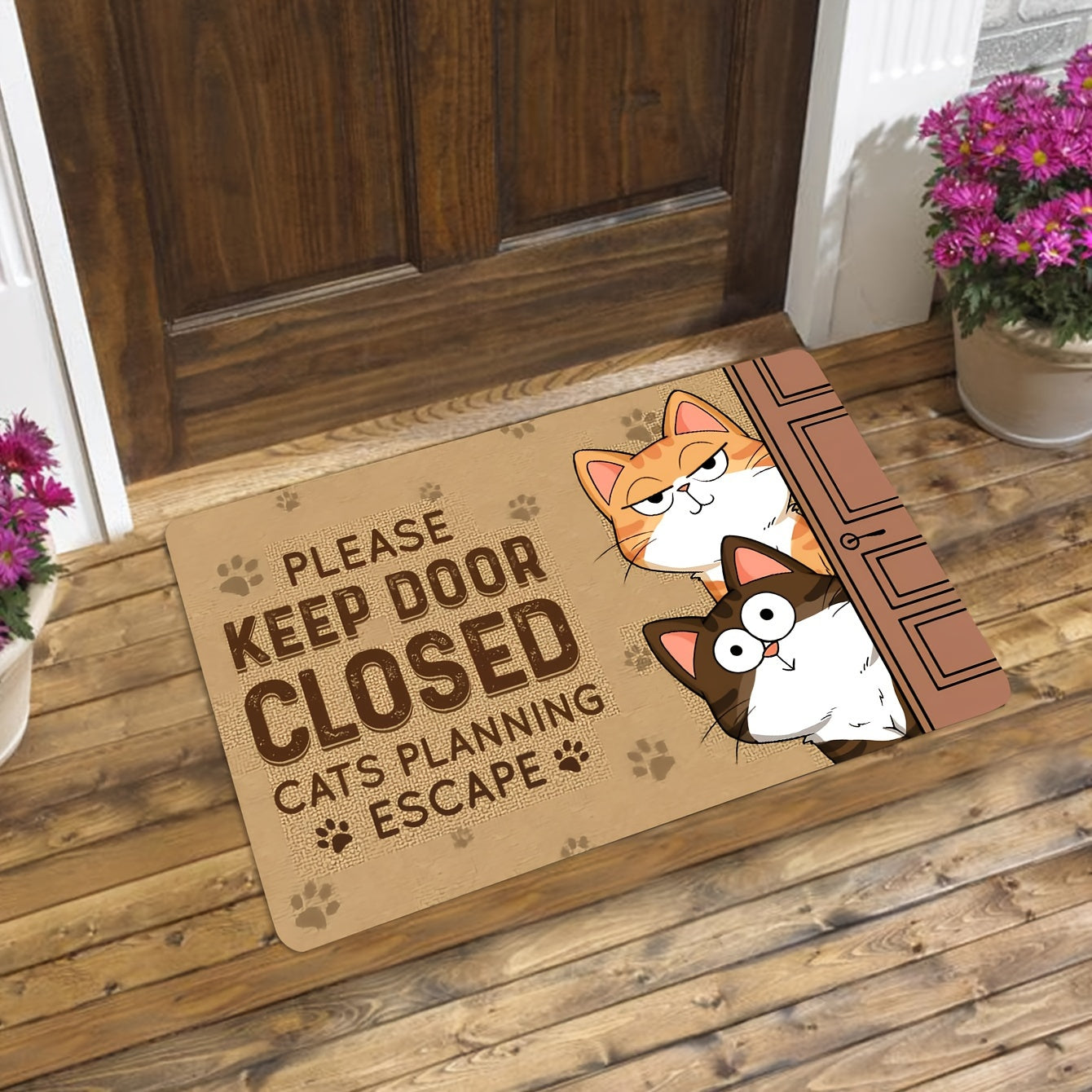 Welcome guests with a delightful cat-themed doormat - Made of anti-slip, stain-resistant polyester material, easy to clean in the washing machine, ideal for indoor home decor