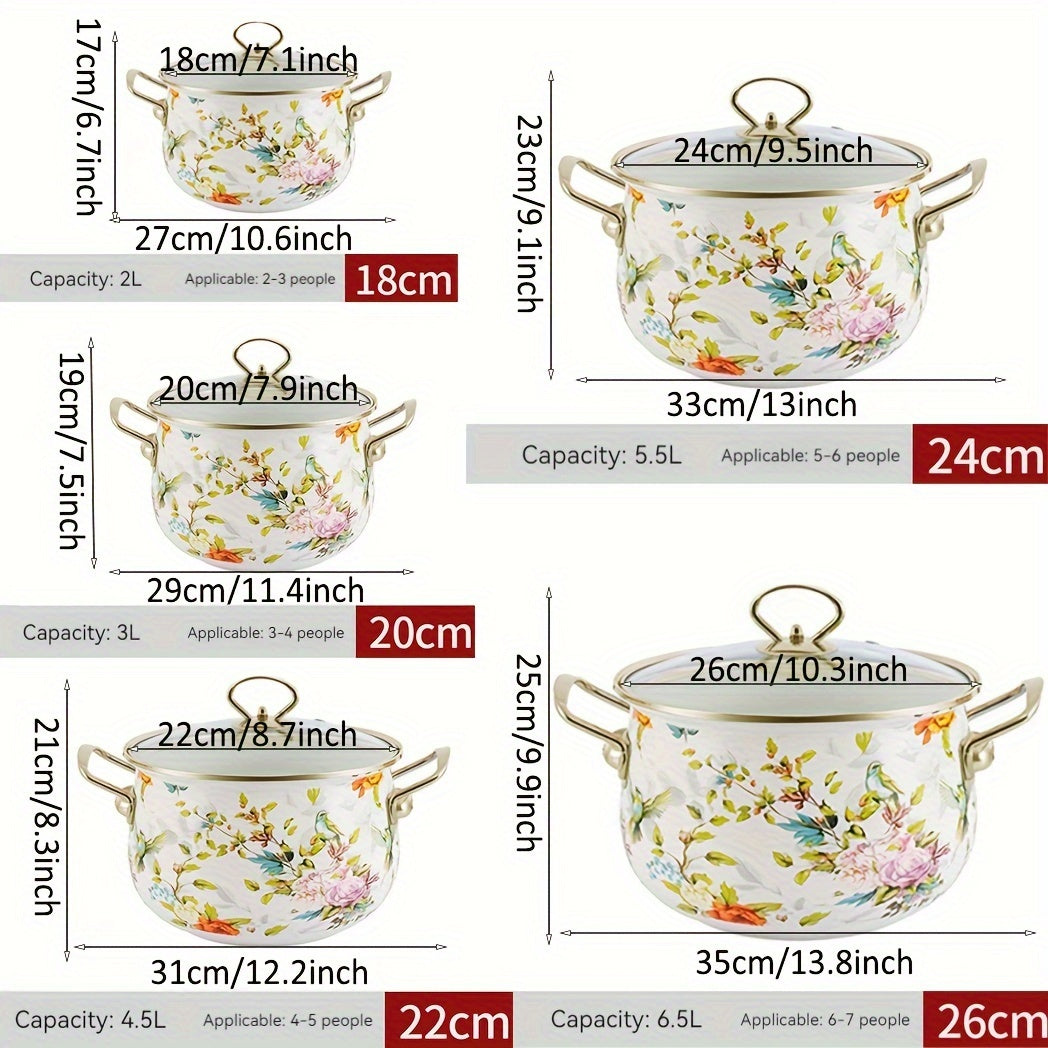 Premium Enamel Soup Pot featuring Dual Handles - Designed for High Temperatures, Spacious for Stewing & Boiling, Compatible with Gas and Electric Stoves, Ideal for Home and Restaurant Use in Kitchens