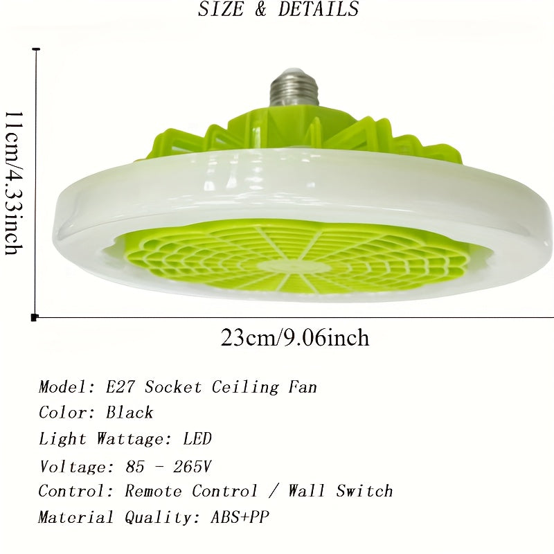 Enhance your home decor with this versatile Green/Orange LED Light and Fan combo. It is easy to install and portable, making it perfect for any room in the house. The light and fan can be used separately to save space and the remote control adds