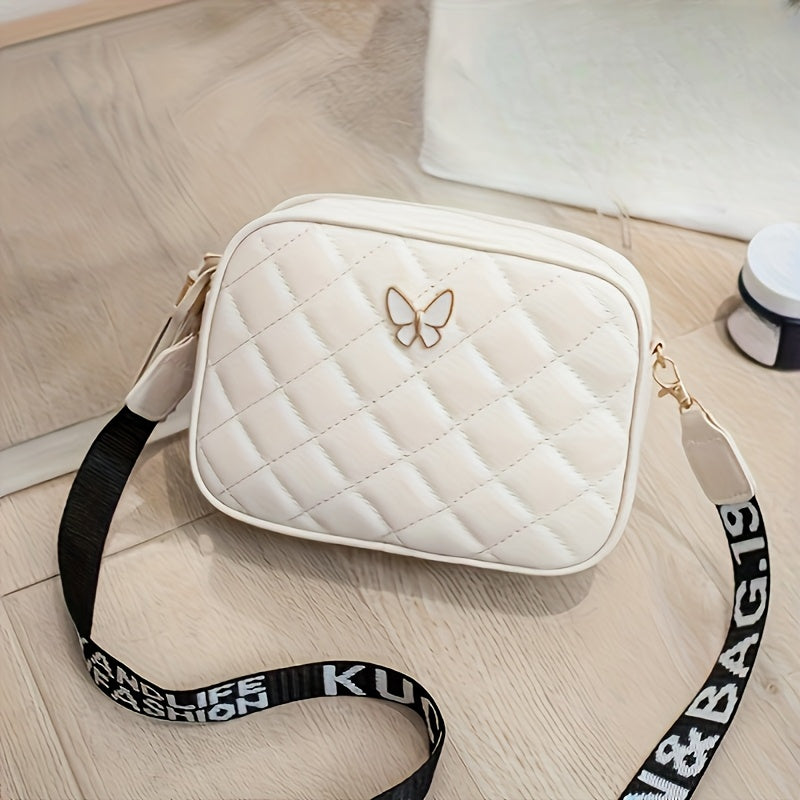 Stylish crossbody bag for girls with diamond lattice design and adjustable strap, ideal for everyday wear.