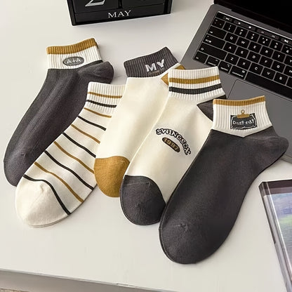 Men's knitted low-cut socks, anti-odor and sweat-absorbing, perfect for daily wear in spring and summer.