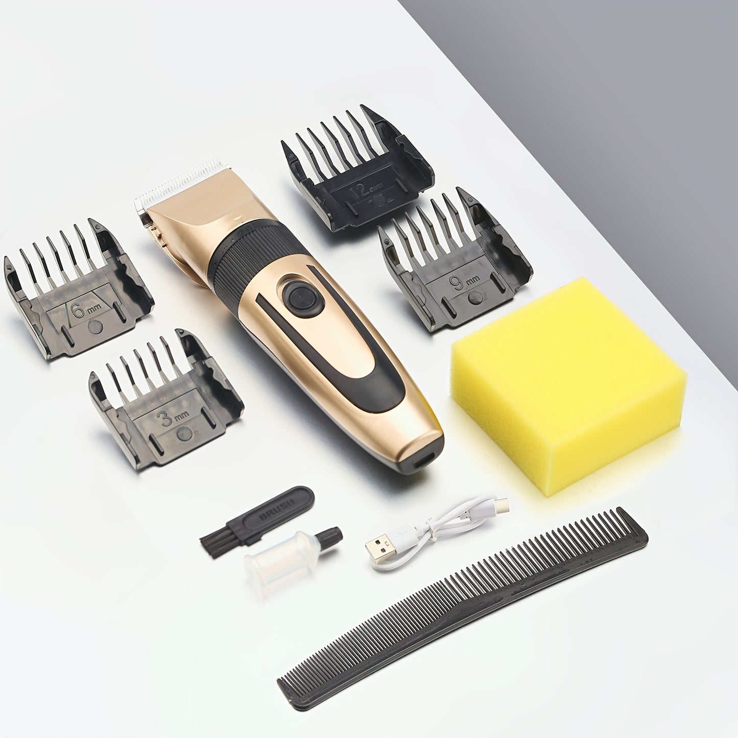 Barber's professional cordless trimming tools with USB rechargeable option.