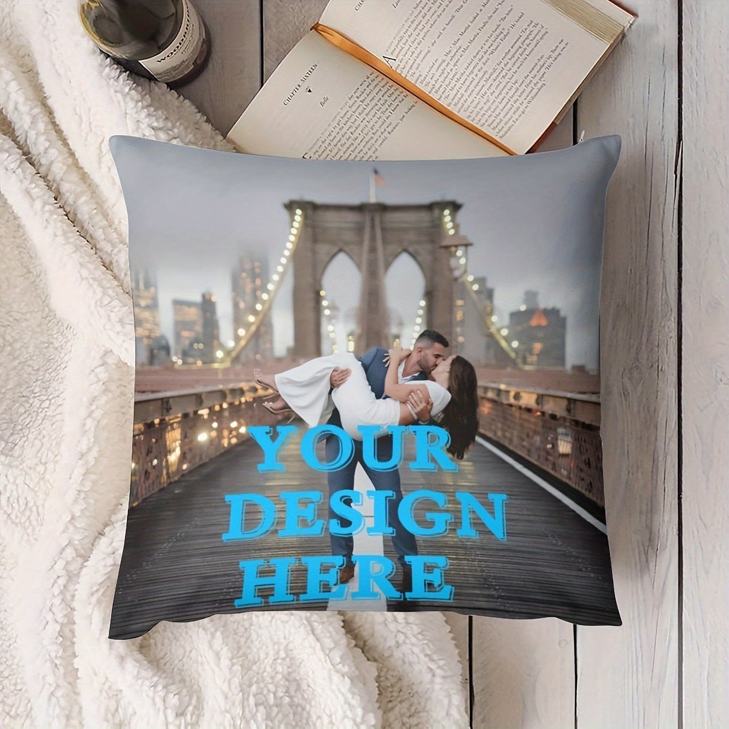 Get personalized throw pillow covers with your own photo or text design on soft polyester knit fabric. These single-sided print cushion covers are perfect for adding a touch of love or your furry friend to your home decor.