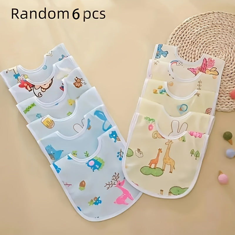 6 pieces of soft velvet waterproof bibs with adorable cartoon designs, u-shaped for drool and feeding for toddlers - ideal present for Easter, Thanksgiving, Christmas, Halloween. Made with crystal velvet, perfect for home dining.