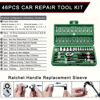 Integrated solutions for automobile maintenance toolbox, suitable for cars, bikes, and motorcycles, along with a multifunctional hand tool set.